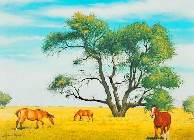 Imágenes Arte Pinturas: Lindos paisajes con equinos