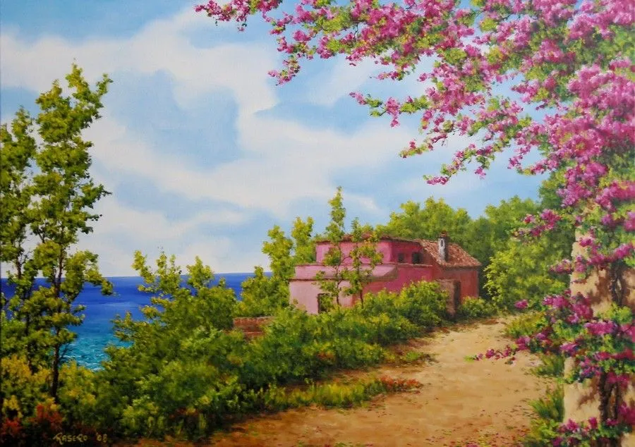 Imágenes Arte Pinturas: Paisajes de Flores Hermosas, pinturas de ...