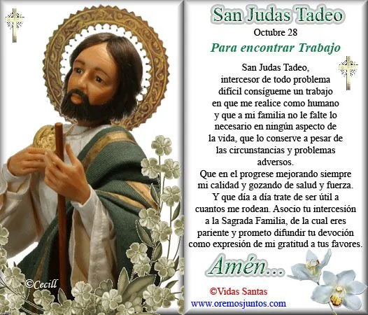 Imágenes de Cecill: Estampita y Oración a San Judas Tadeo