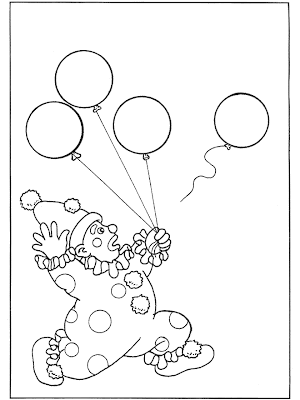 Imagenes para colorear: Caricatura de un payaso persiguiendo su globo