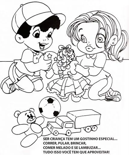 Dibujo niño niña para colorear - Imagui