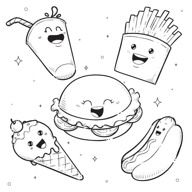 Imágenes de Comida Kawaii Colorear - Descarga gratuita en Freepik