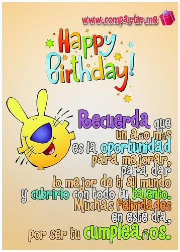 Imágenes para Compartir: Postal de Happy Birthday con frase de ...