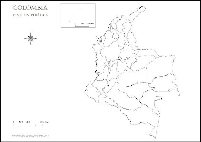 Mapa de la division politica de colombia para pintar - Imagui