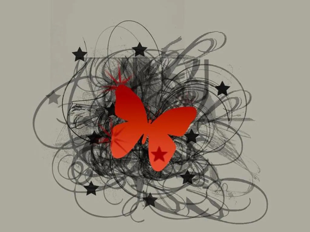 Imágenes emo mariposa de color rojo con una estrella | Emojpg.ru