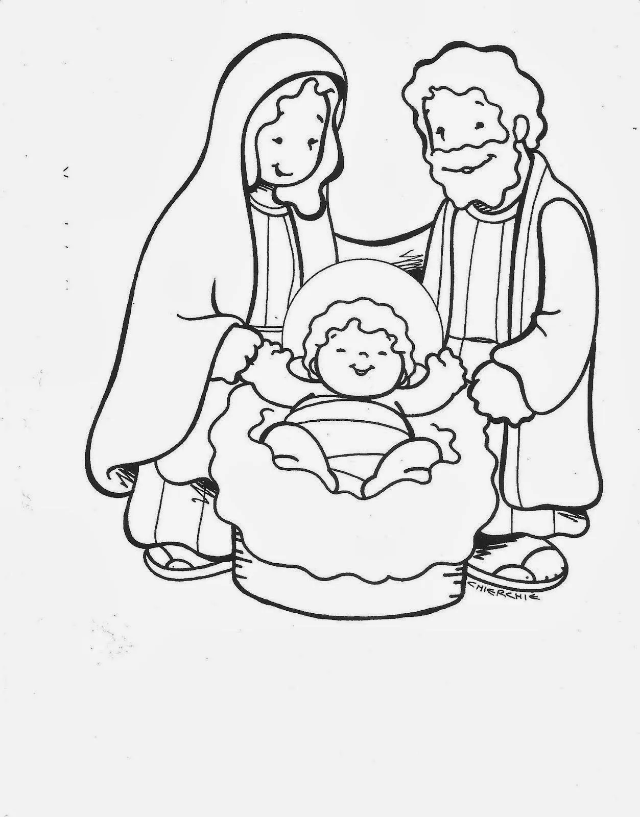 La sagrada familia para colorear para niños - Imagui