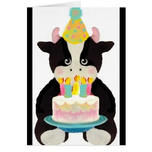 tarjeta de cumpleaños linda de la vaca del lil | Zazzle