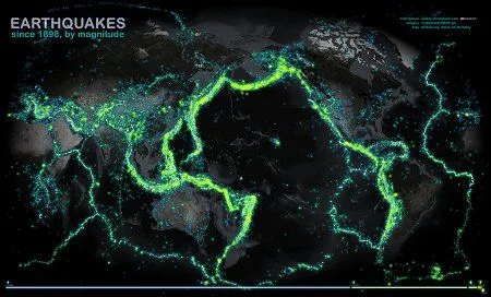 Mapa graficó los terremotos del mundo desde 1898 - Cooperativa.