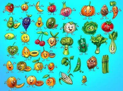 Imagenes de frutas y verduras en caricatura - Imagui