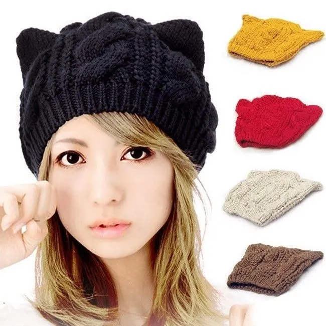 El rincón de Himeko: Gorritos de Invierno con orejitas de gato