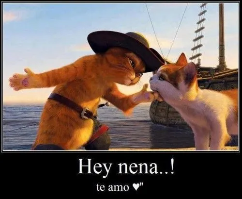 Imágenes del Gato con Botas con frases de amor - Imagui