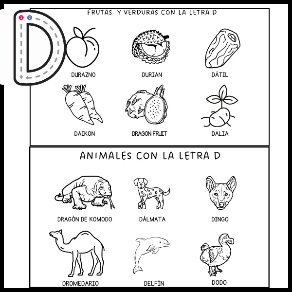 Imágenes con la letra D para colorear - Educamundo