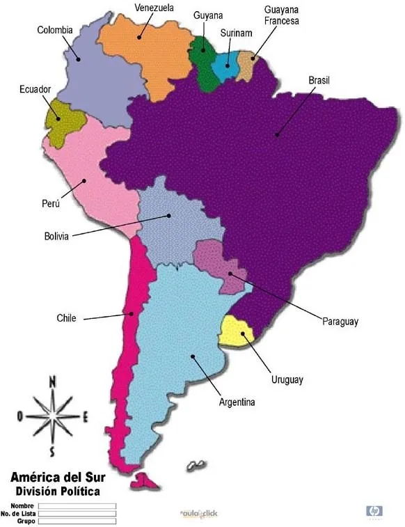 Imágenes del mapa de América del Sur para pintar - Imagui