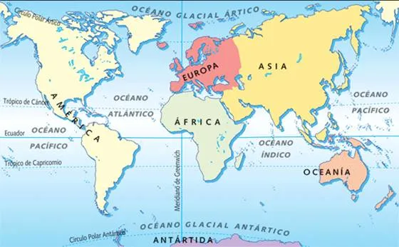 Mapamundi con sus continentes - Imagui