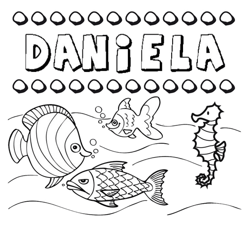 Dibujo con el nombre Daniela para colorear, pintar e imprimir