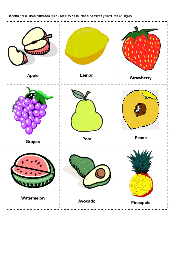 Imágenes y nombres de FRUTAS en INGLES | Material para maestros ...