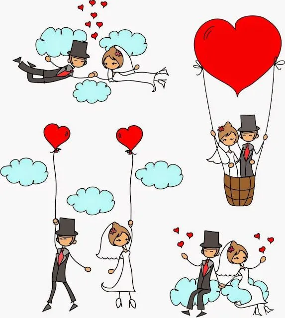 Imágenes de Pareja de Novios con Globos en Caricatura. | Oh My Bodas!