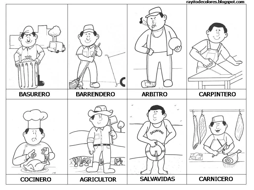 Imágenes de profesiones y oficios en inglés y para colorear - Imagui