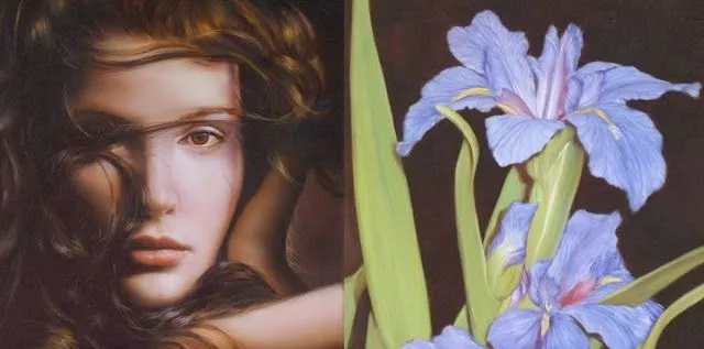 Rostro Femenino Perfecto con Flores Azules | Pintura y Fotografía ...