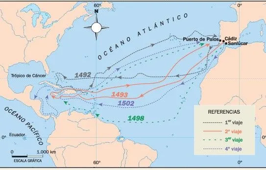 Mapa de recorrido de cristobal colon - Imagui