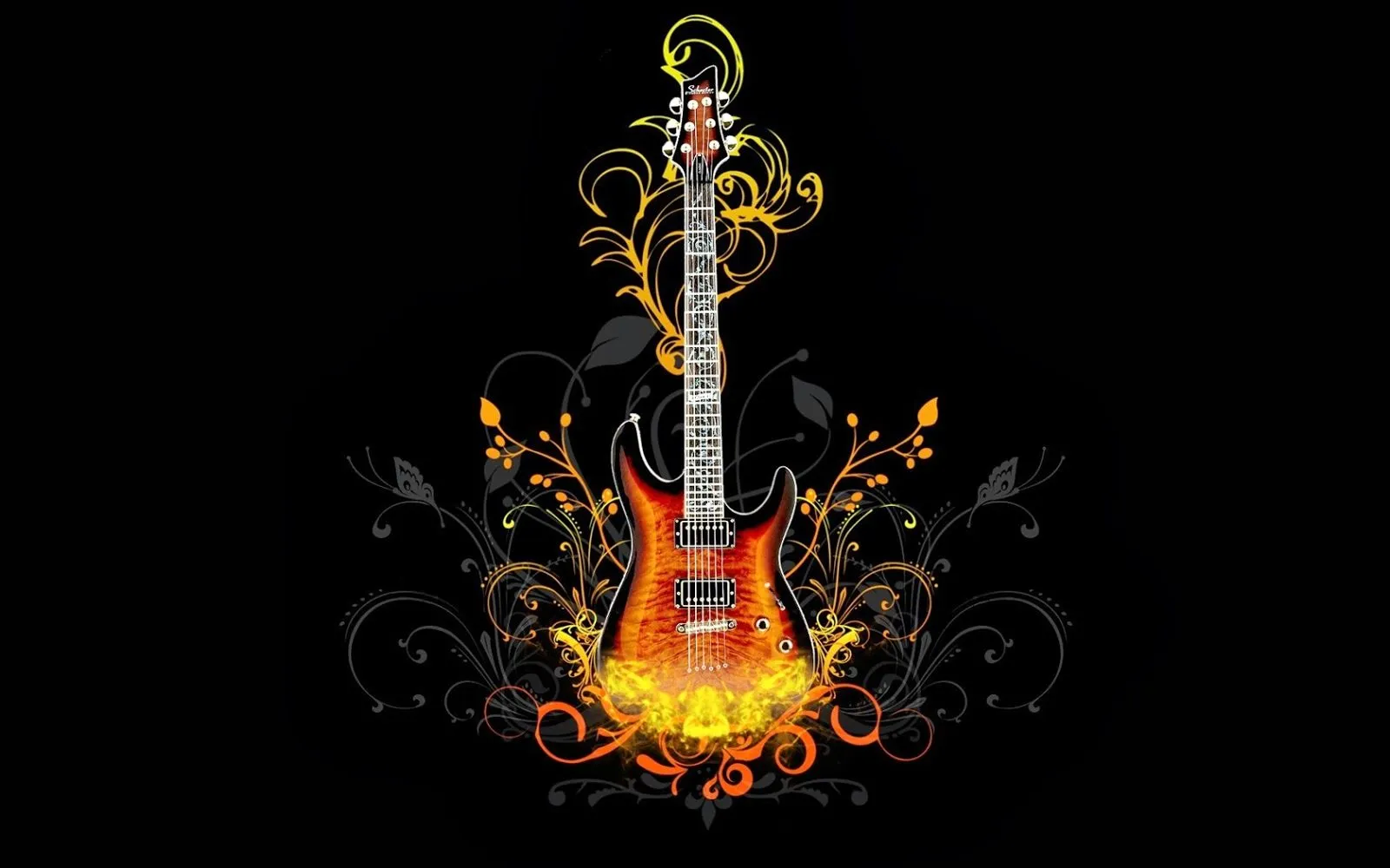 Imágenes Hilandy: Fondo de Pantalla Abstracto guitarra de fuego