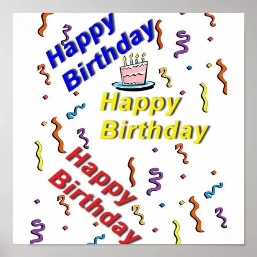 Impresión de la torta del feliz cumpleaños poster | Zazzle