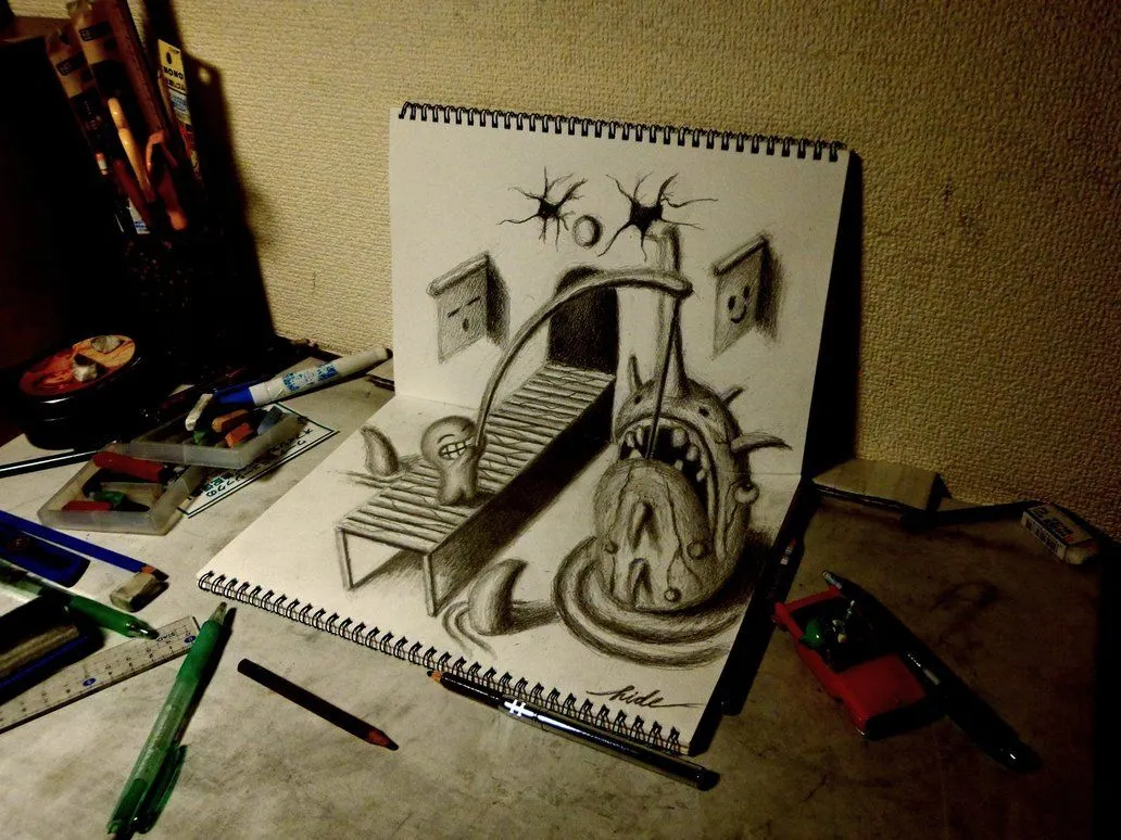 Impresionantes dibujos en 3D hecho con lápiz y papel. | iEnterate