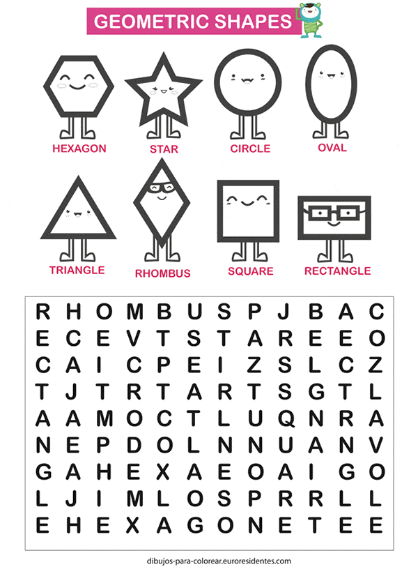 Imprimible: Las formas geométricas en inglés para niños - Manualidades