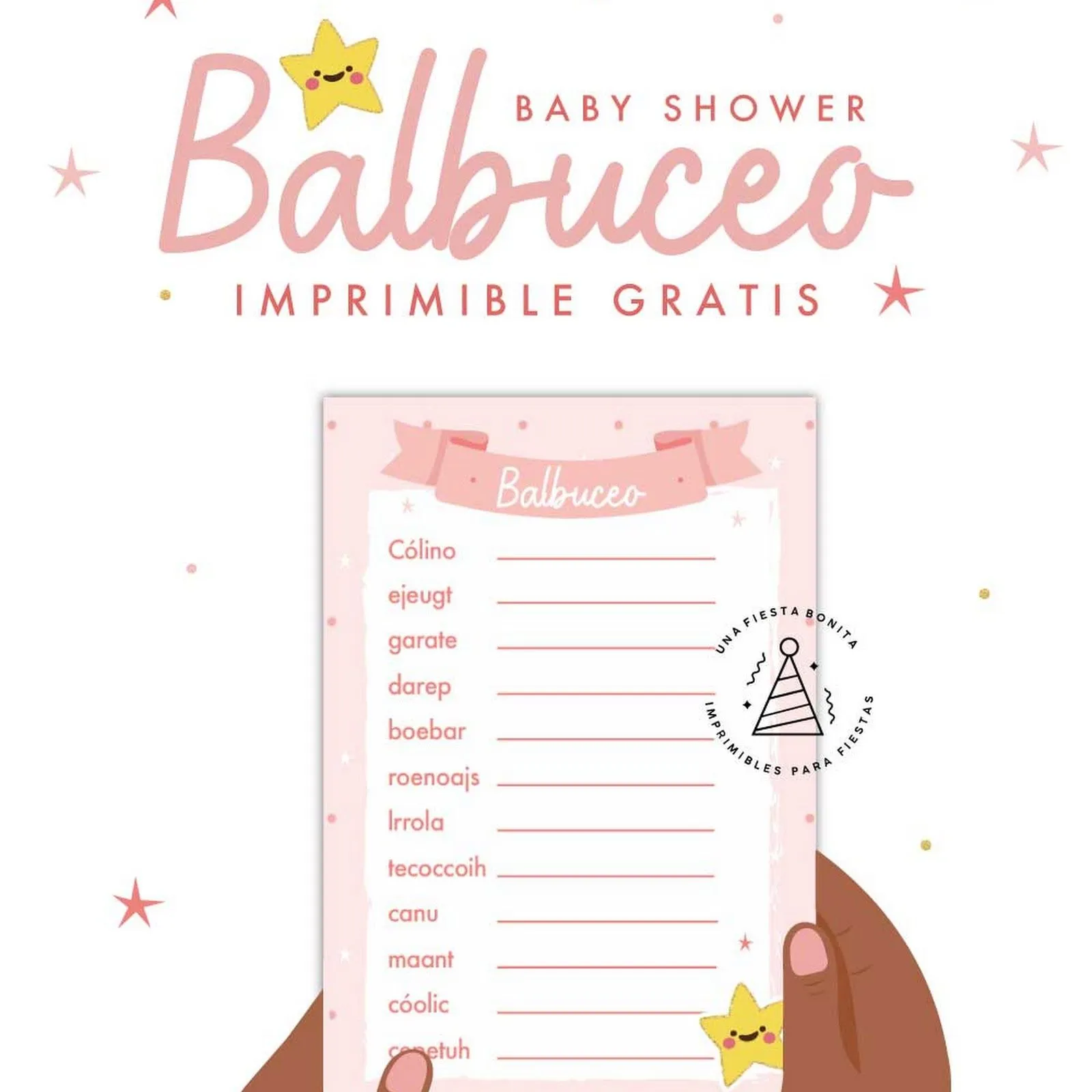 5 imprimibles - juegos para baby shower - UNA FIESTA BONITA