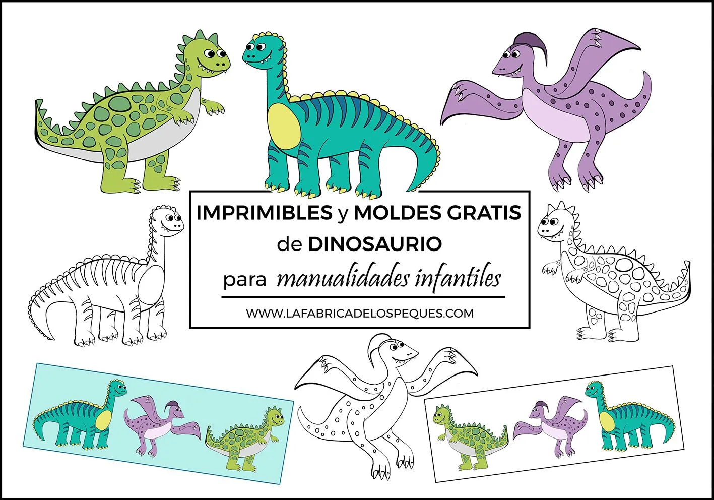 Imprimibles y moldes gratis de dinosaurio para manualidades infantiles - La  fábrica de los peques