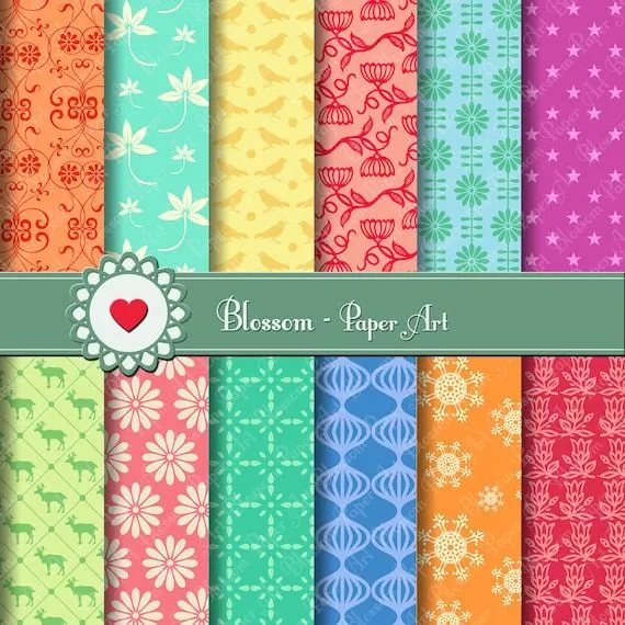 Papeles Retro para imprimir Scrapbooking por blossompaperart