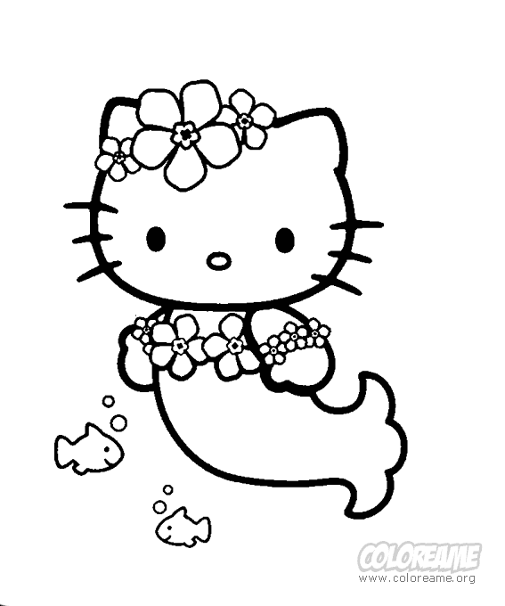 Imprimir Dibujo Para Colorear De Hello Kitty Sirena Enviar ...