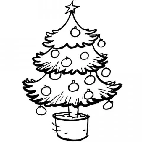 Imprimir dibujos para colorear : Árbol de Navidad en maceta