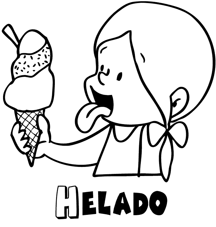 Imprimir dibujos para colorear : Helado en verano