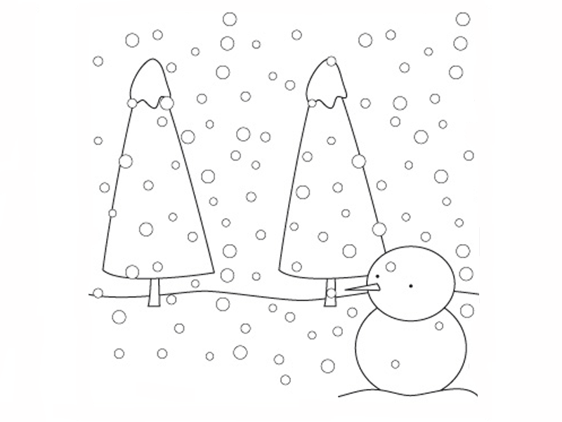 Imprimir dibujos para colorear : Paisaje con nieve