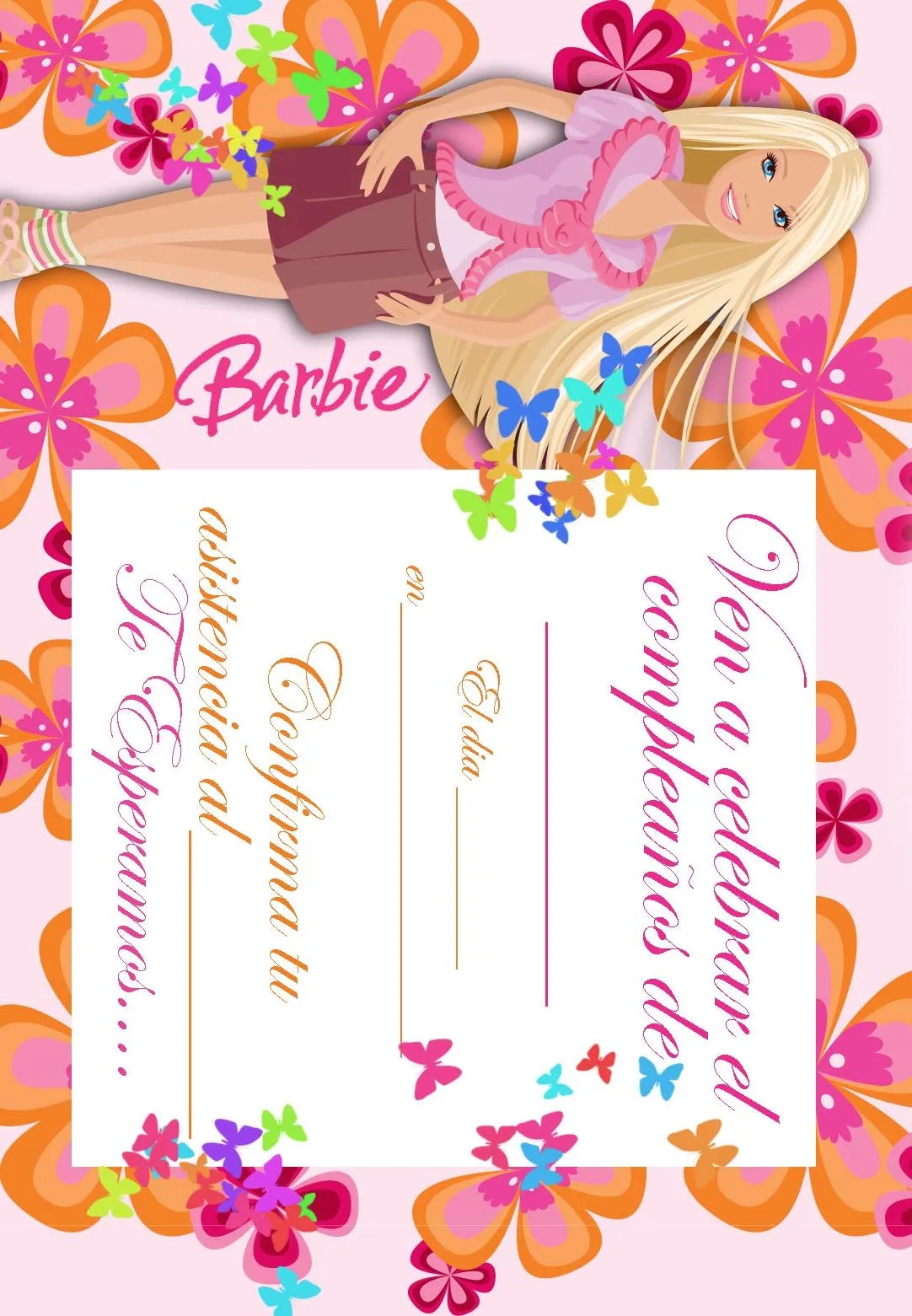  ... Imprimir gratuitamente tarjetas de invitación con el tema de Barbie