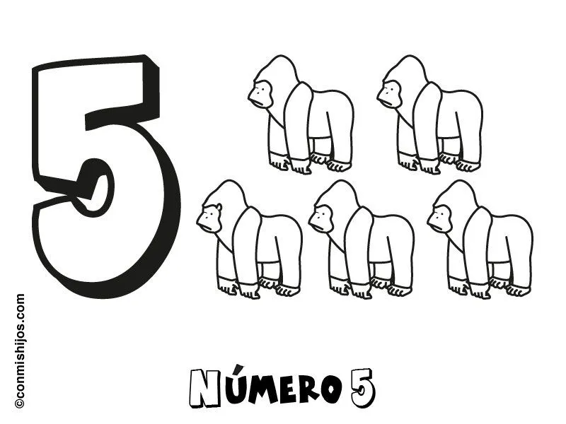 Imprimir: Número 5: Dibujos para colorear