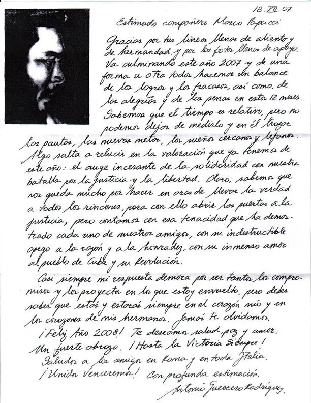  ... in movimento --- Carta de Antonio Guerrero para Marco Papacci