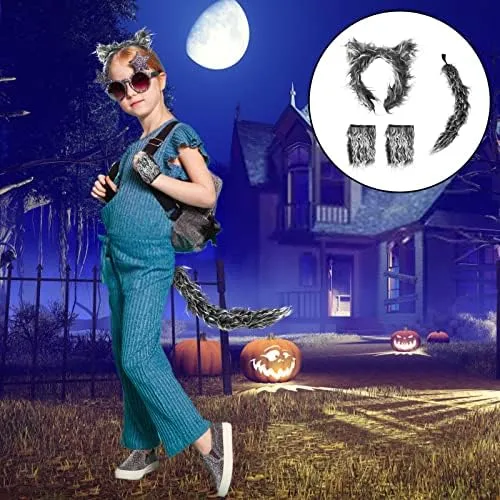 IncreDecor Juego de disfraz de orejas de lobo – con diadema, guantes, cola  para mujeres, niñas, niños, kit de accesorios de disfraces de animales de  Halloween : Amazon.com.mx: Juguetes y Juegos