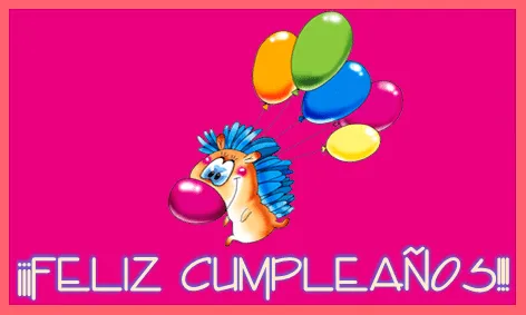  ... infantiles: Felicitación de cumpleaños con animalito y globos