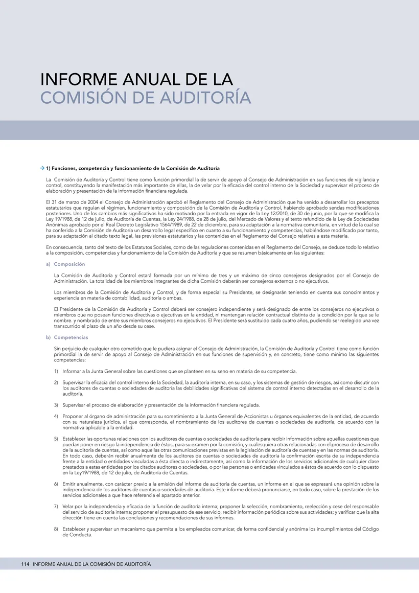 Informe Anual NH - Informe Anual de la Comisión de Auditoría