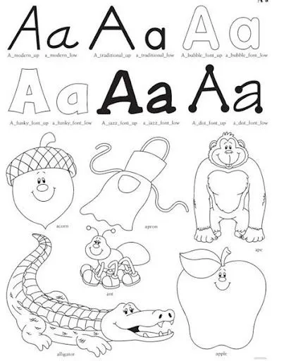 INGLES: ABECEDARIO CON PALABRAS PARA COLOREAR Y APRENDER