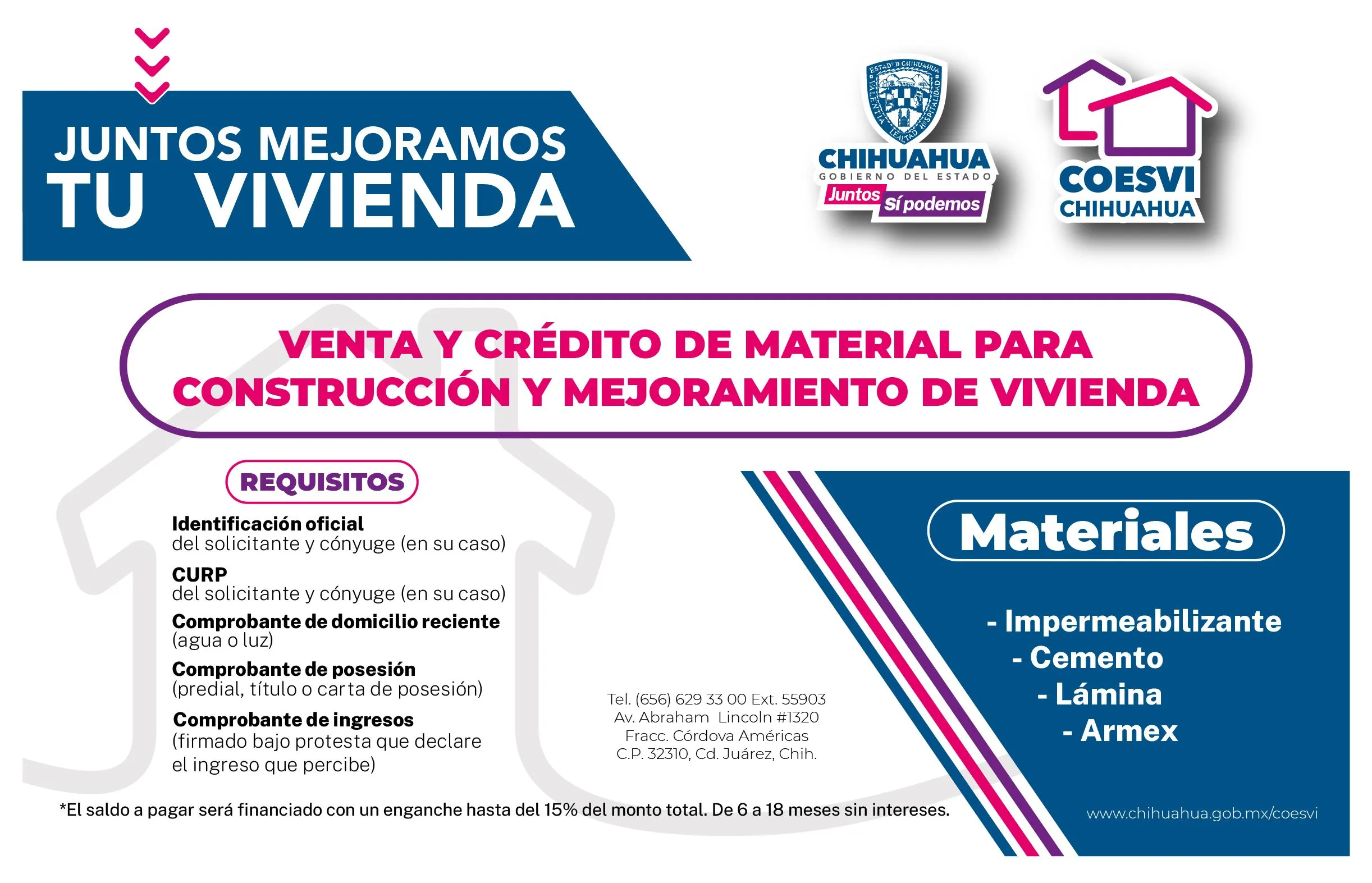 Inicia COESVI al programa “Juntos mejoramos tu vivienda” en Ciudad Juárez |  Portal Gubernamental del Estado de Chihuahua