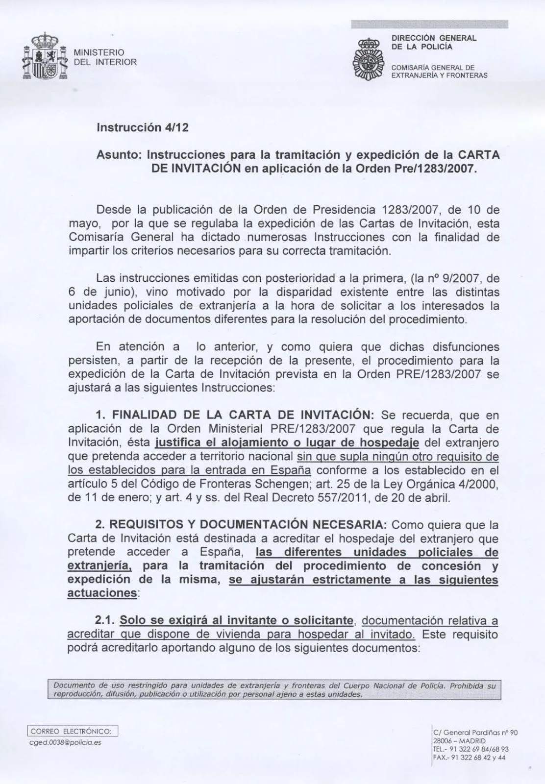 INMIGRACIÓN UNA OPORTUNIDAD: CARTA DE INVITACIÓN 2012 . NUEVOS ...