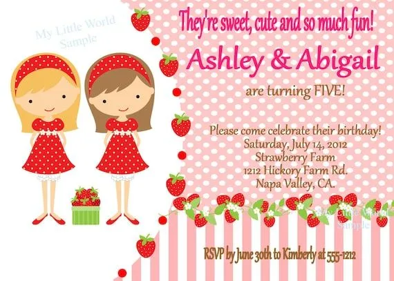 inspired STRAWBERRY shortcake INVITATION by TresChicPartyDesigns