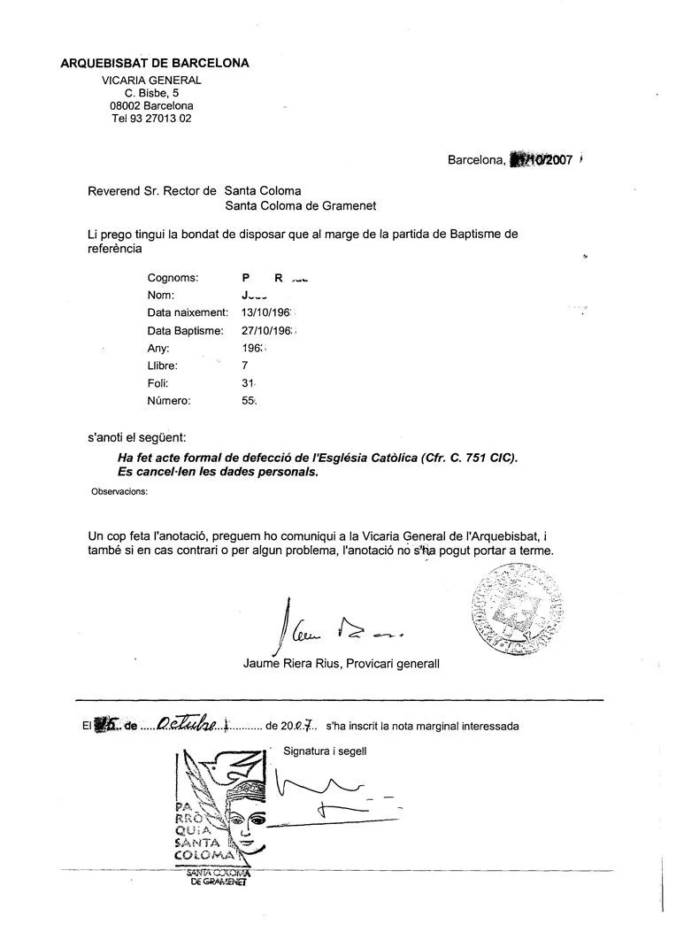 Instrucciones y formulario para apostatar (Web de Pepe Rodríguez)