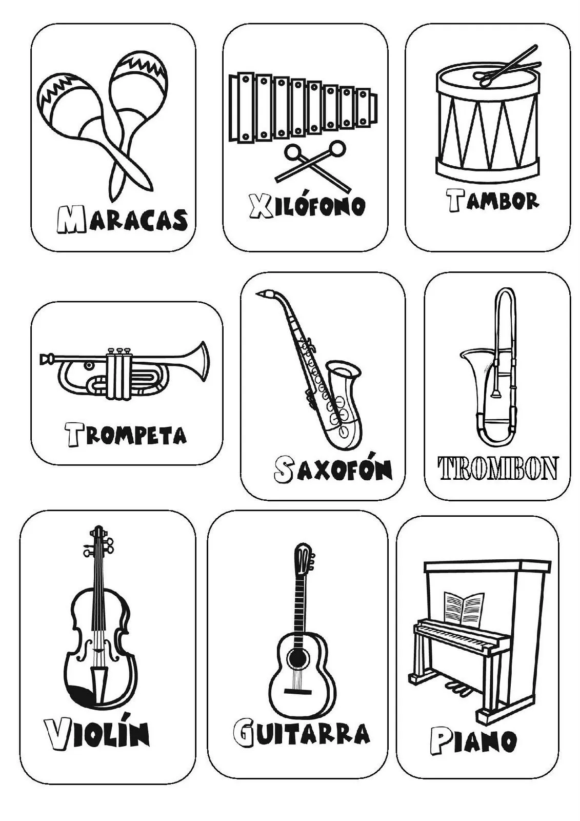 Instrumentos musicales de viento para colorear con nombre - Imagui