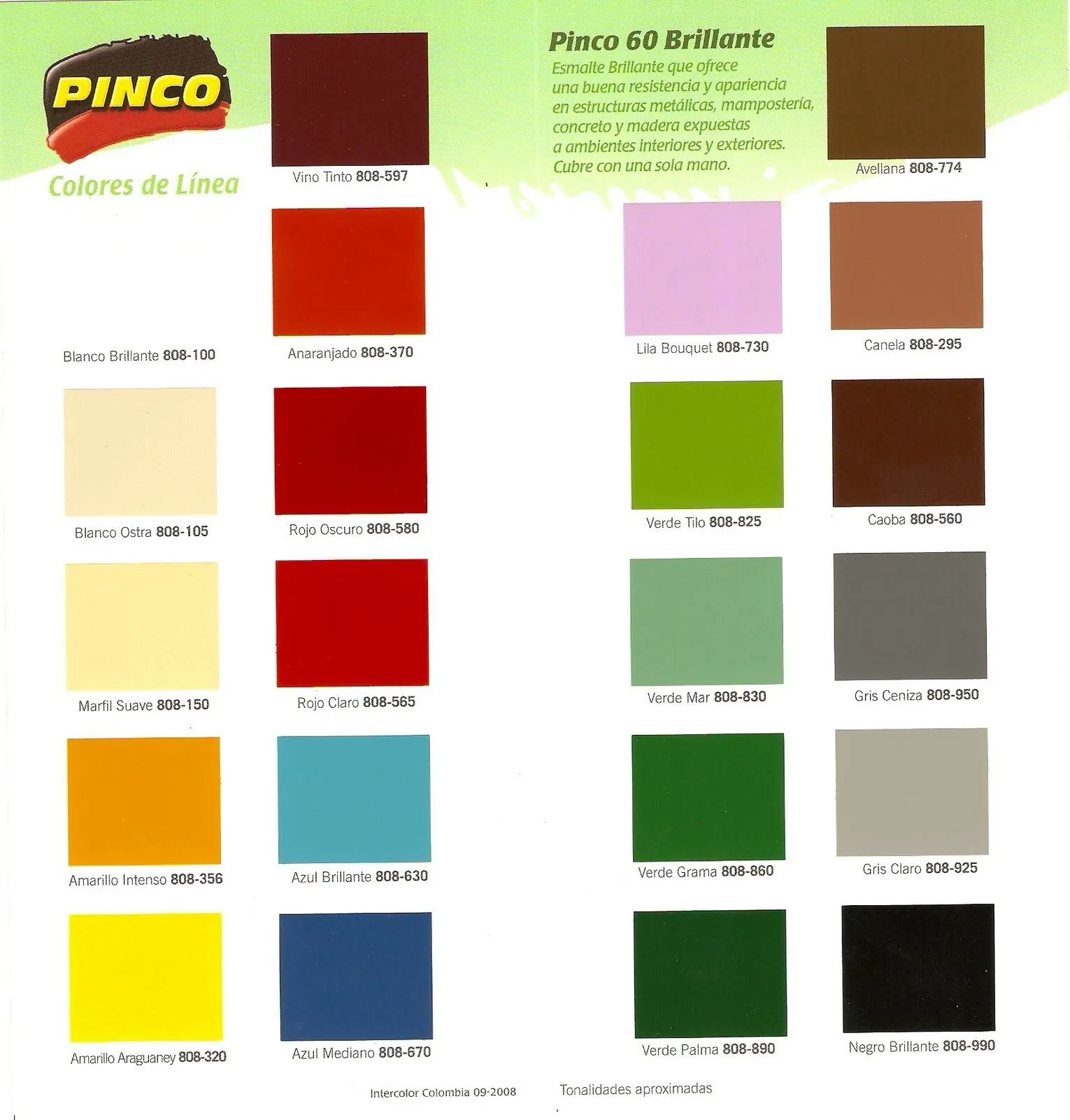 Pinturas solintex brillo de seda carta de colores - Imagui