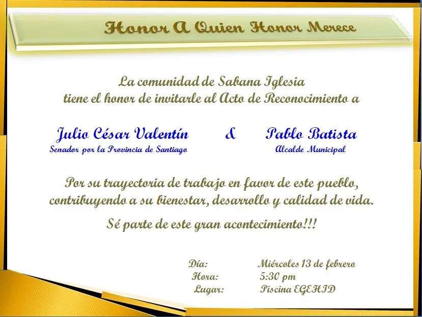 INVITACION AYUNTAMIENTO PARA RECONOCER A VALENTIN Y PABLO BATISTA ...