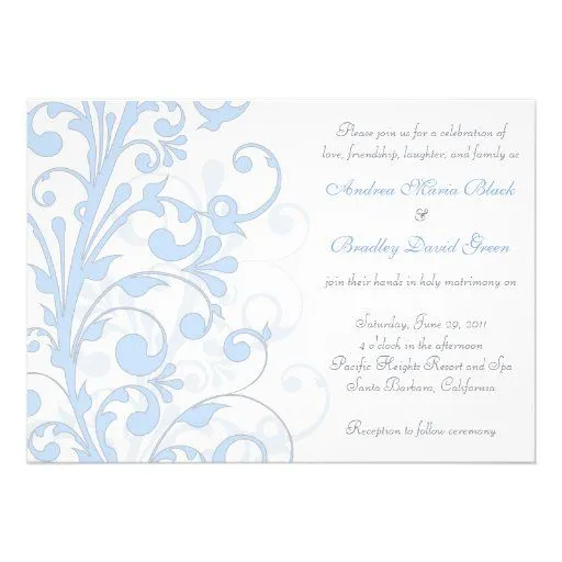 Invitación azul claro, gris, y blanca del boda de Zazzle.